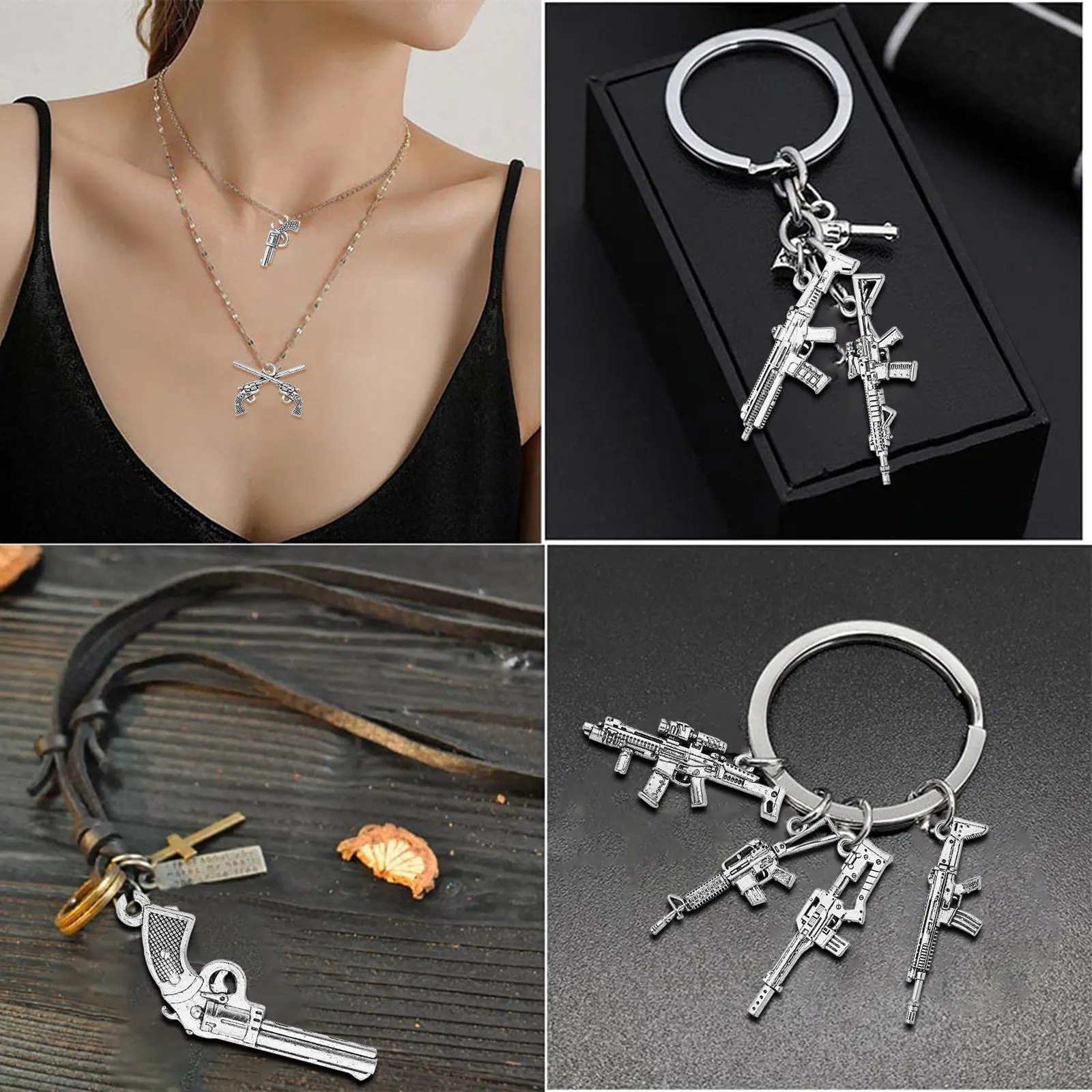 PandaHall 90 Stück Tibetische Gewehr-Anhänger Vintage Maschinengewehr-Charms für Schmuckherstellung und Armband-Zubehör – Detail 7
