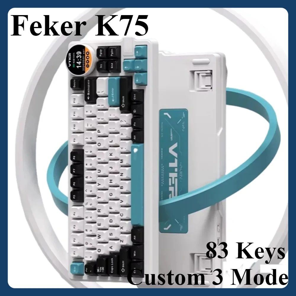 

Игровая механическая клавиатура Feker K75 с 83 клавишами, 2,4 г, Bluetooth, беспроводная, пользовательская, 3-режимная клавиатура, Pbt геймерская клавиатура с ручкой экрана