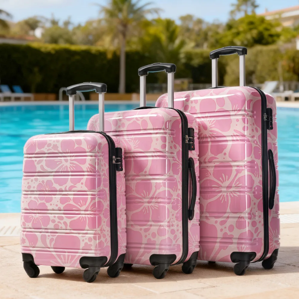

Lightweight 3 Piece Hardshell Luggage Sets Durable Suitcase with TSA Approved Lock Double Spinner Wheels 20" 24" 28"