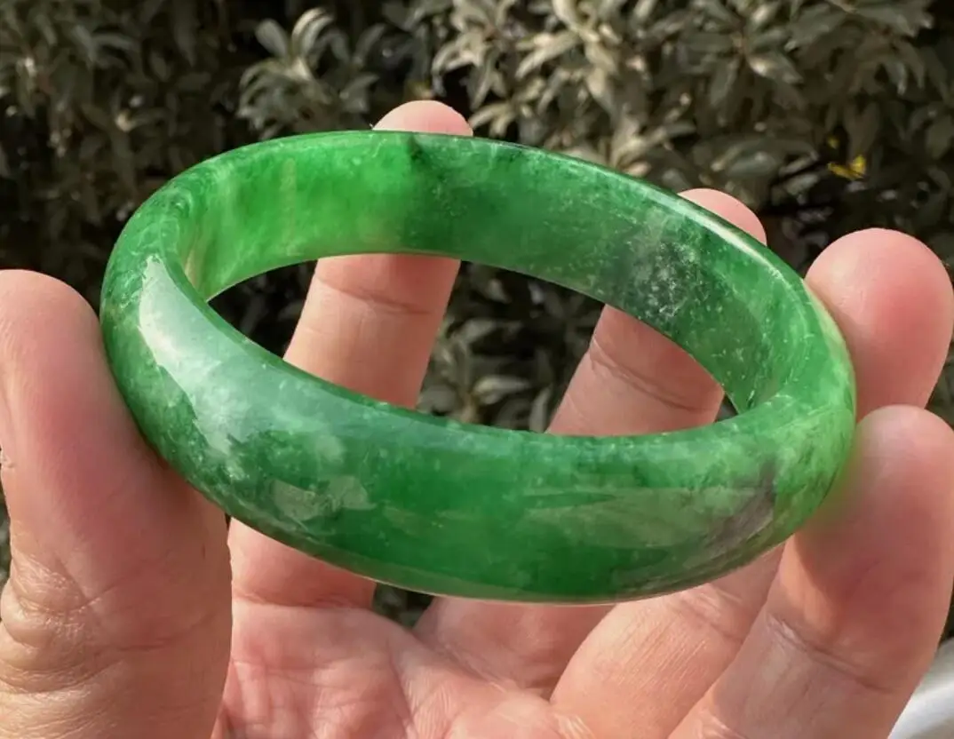 

Natural Grade AAA Green Emerald Burma Jade jadeite bracelet bangle 55mm