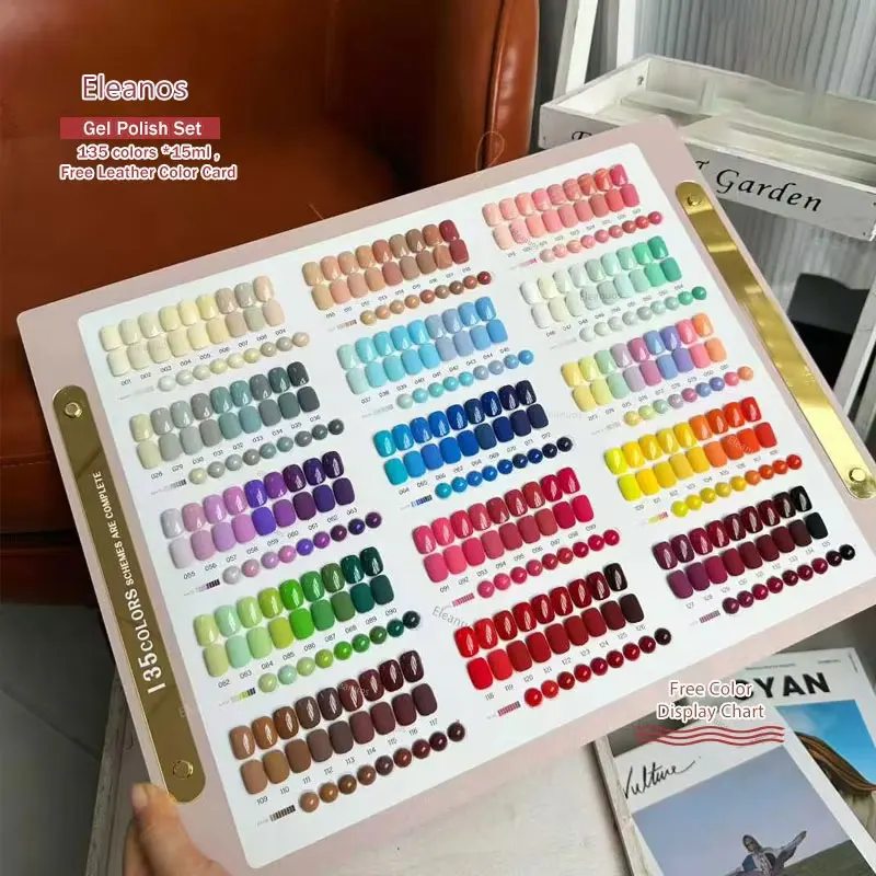 Eleanos 135 kleuren nagelgellak set met kleurenkaart 2025 Nail Art Niet-giftig TPO GRATIS UV-gelkit Nagelsalon Learner Kit