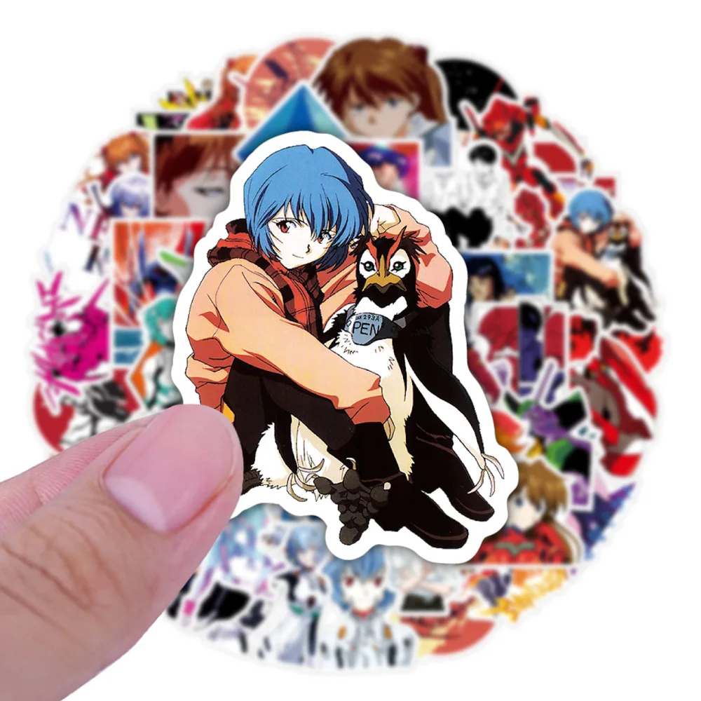 50pcs Anime Evangelion Graffiti Stickers Waterproof Suitcase Laptop Skateboard Stickers Decoration Supplies