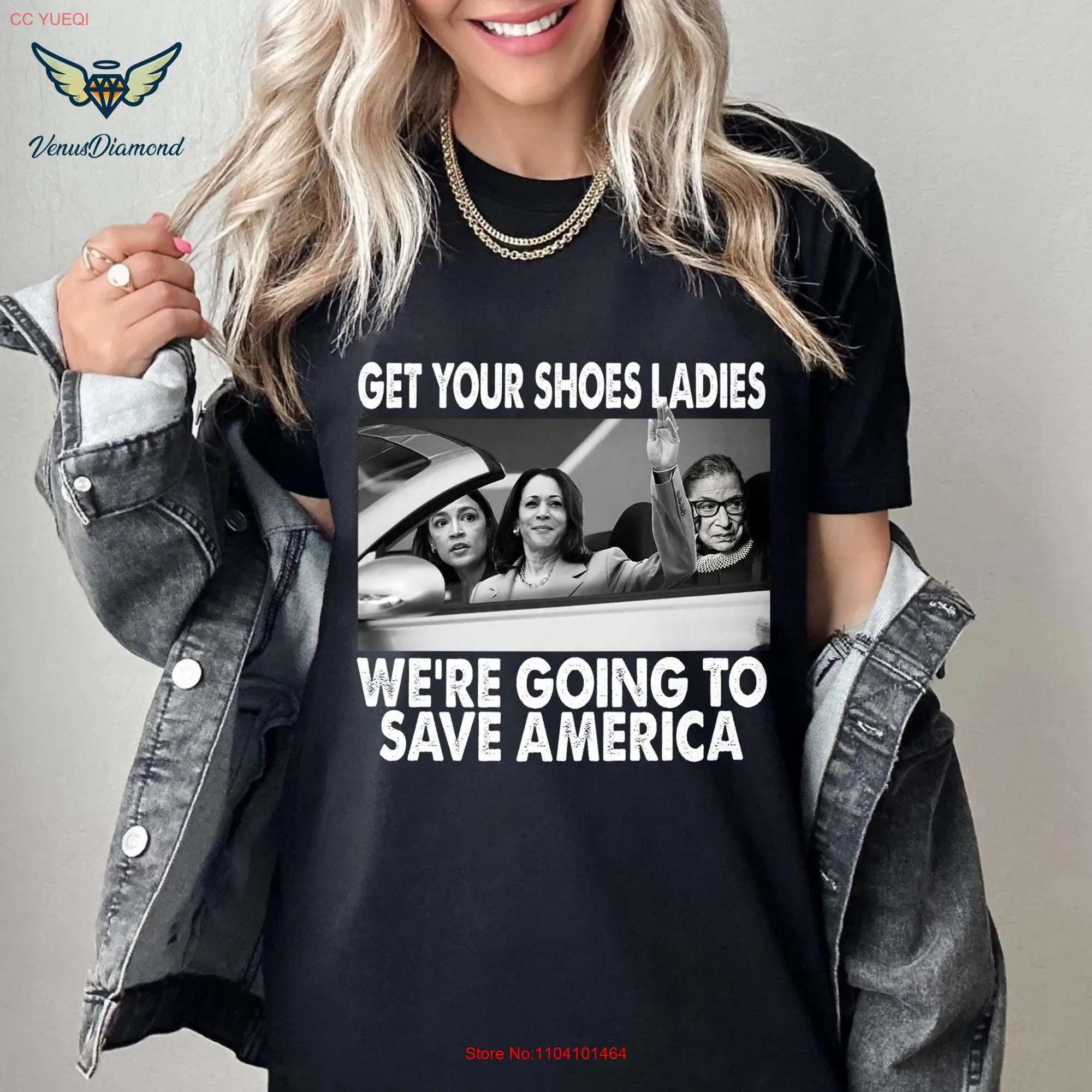 Get Your Shoes Ladies We're Going To Save America T Shirt Kamala Harris AOC RBGFemale PresidenT 2024