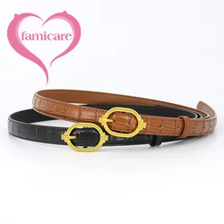 Cinturón de piel de vaca con patrón de cocodrilo para mujer y niña, cinturilla con broche de cuero, hebilla de Metal, regalo de lujo, nueva moda