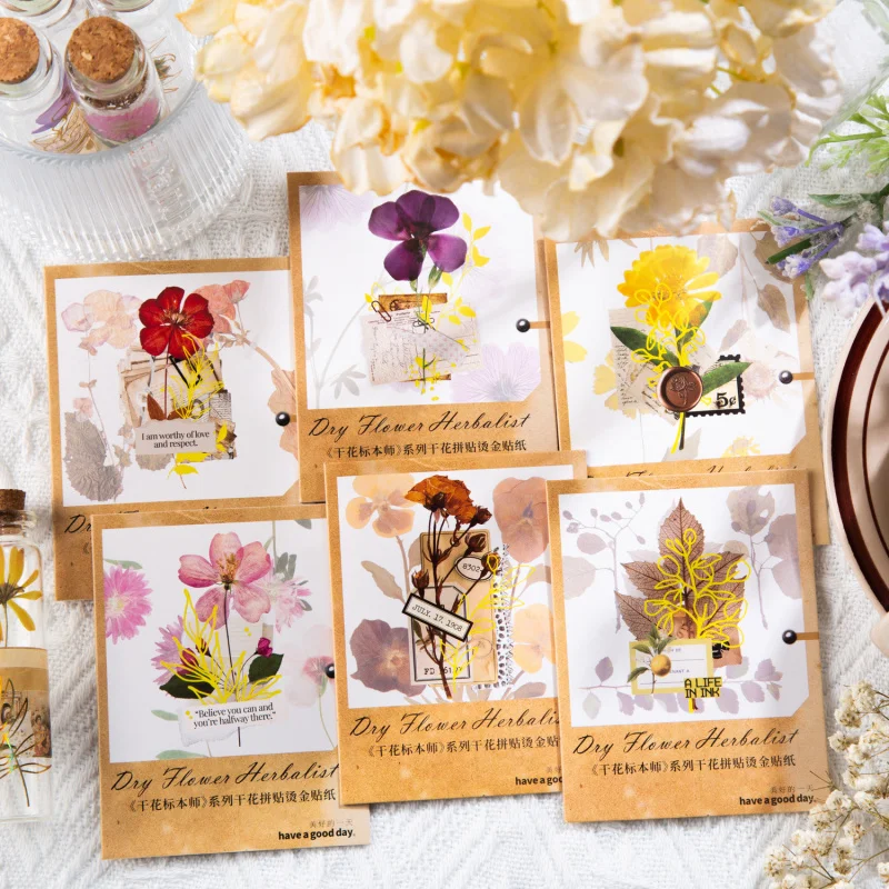 1 Packung/30 Stück Vintage Trockenblumen-Aufkleber für Tagebuch, Scrapbook, DIY, handgemachtes Album, Scrapbooking, dekorative Zubehörteile