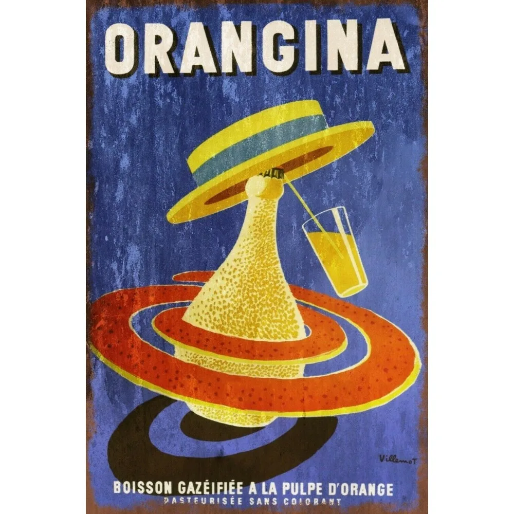 Orangina Advert Aged Look Vintage Retro style Metal Sign, cafe, bar, juice drink