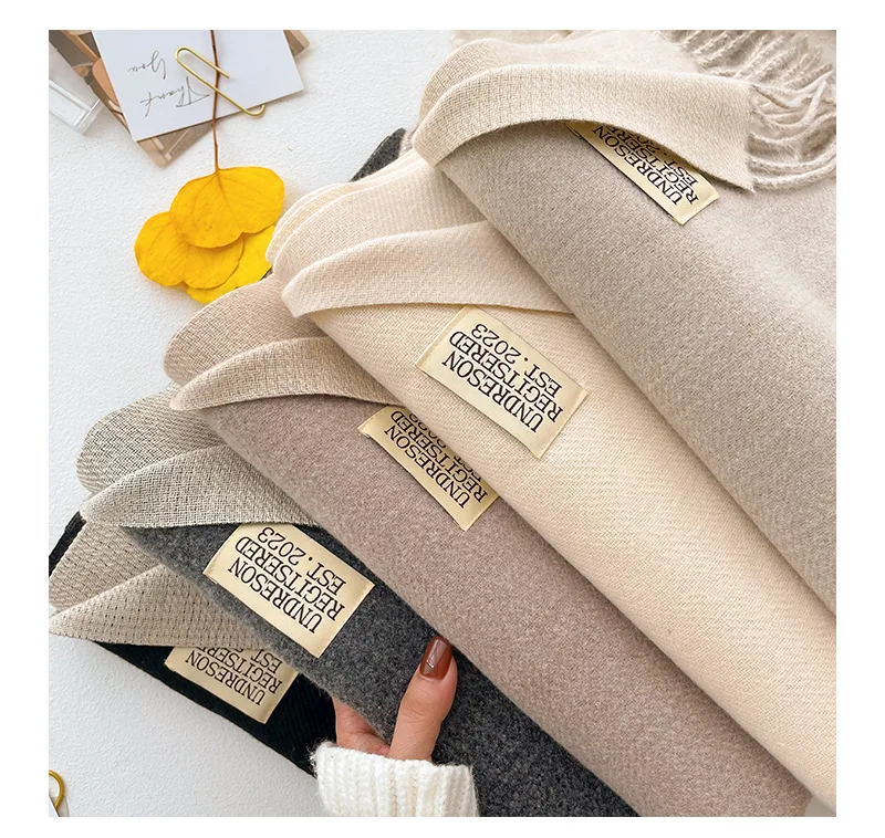 Mode solide Kaschmir warmen Schal neues Design Pashmina Winter Doppelseite verschiedene Farbe Schal Wraps Bufanda mit Quaste Decke – Detail 14