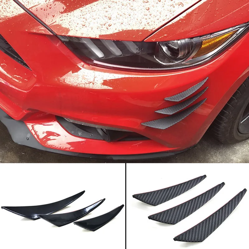 6pcs/Set Universal Front Bumper Lip Diffuser Splitter Fins Body Spoiler Car Tuning Canards Car Decoration Front Bumper Lip