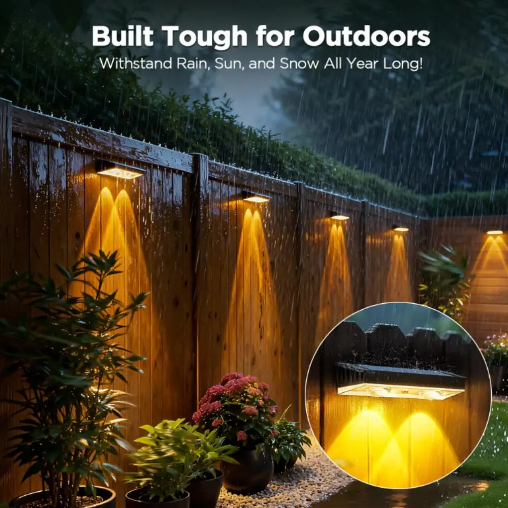 No Drill Solar Outdoor Wall Light Self-Adhesive Waterproof Solar Fence Light Solar Powered No Drilling Solar Wall Washer Light