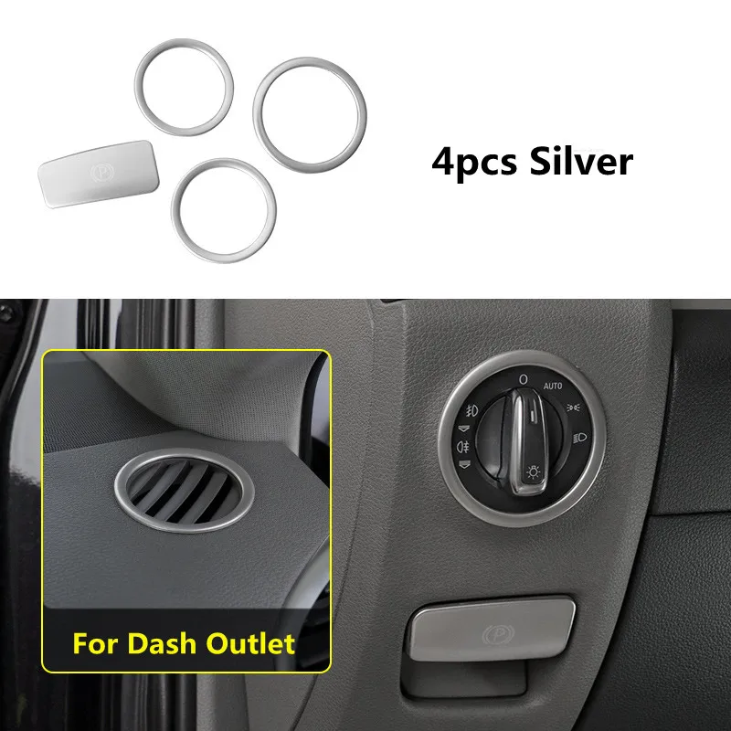 

4pcs Car Interior Styling Headlight Handbrake Switch Sticker Cover Dash Outlet Moulding Trim for AUDI Q7 2008-2015