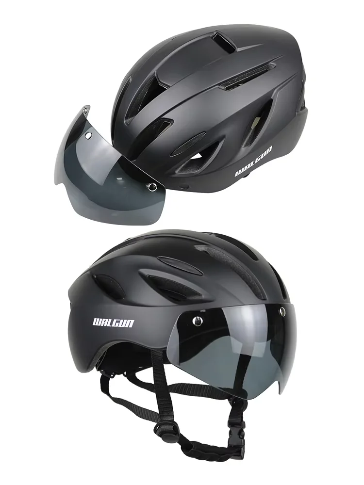 AliExpress WALGUN Walgun Lightweight Breathable Bicycle Helmet With Sun Goggle Men Women Bicycle Helmet Sunglasses Shield Road MTB Cycling Helmets