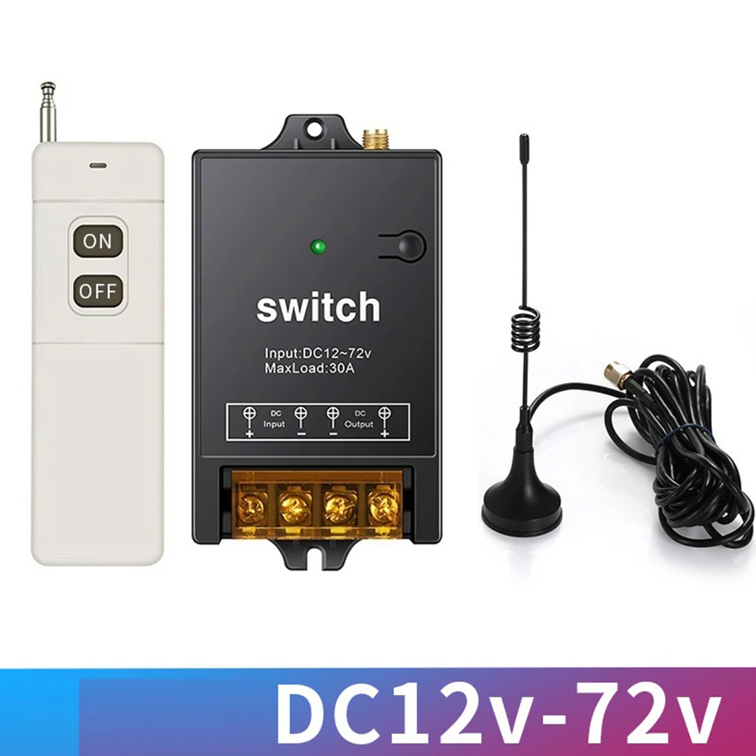 Wireless Remote Control Switch,3000M Long Distance,DC 12-72V /40A Relay Wireless RF Switch for Water Pump Lighting