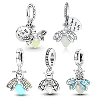 Silver 925 Glow-in-the-dark Firefly Charm Pendant for Original Charms Bracelet Beads for Women Diy Fine Jewelry Gifts