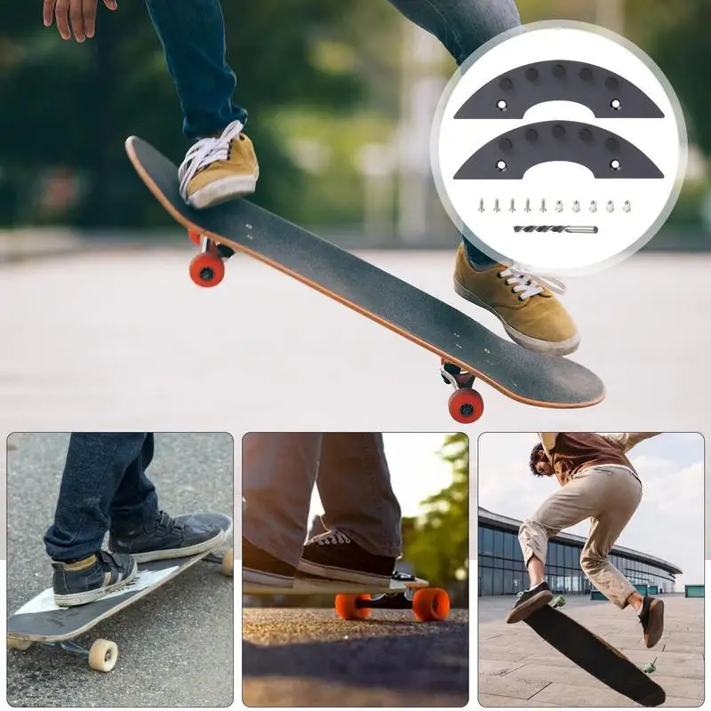 Longboard Tail Guard 2szt Longboard Pressure Spark Plate Skateboard Friction Spark Tool Black Skateboarder's Accessory For Cool