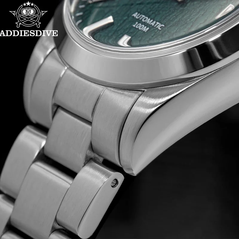 ADDIESDIVE AD2075 mecánico automático de lujo para hombres esfera con textura verde cristal de zafiro BGW9 reloj de buceo luminoso reloj hombre