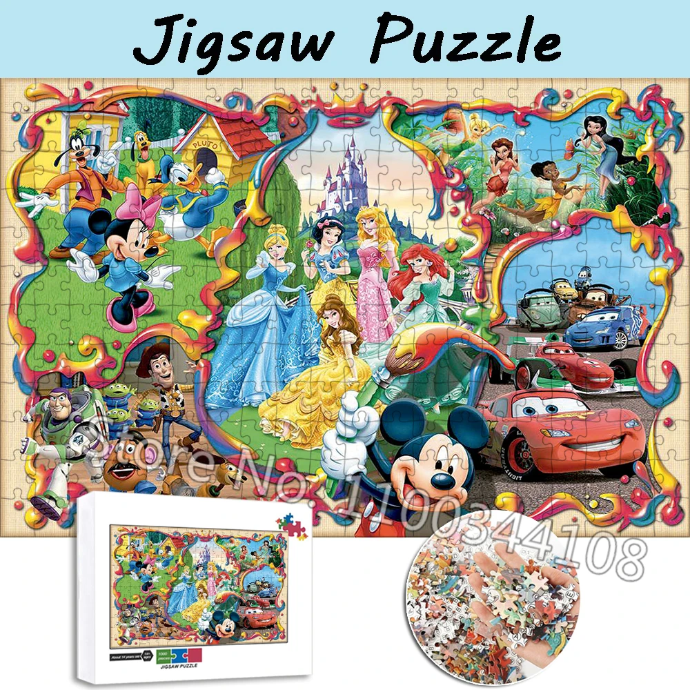 

Disney Characters Jigsaw Puzzle Mickey Mouse Toy Story Cars Tinker Bell Cartoon Anime Puzzles Adults Children's Educational Toys