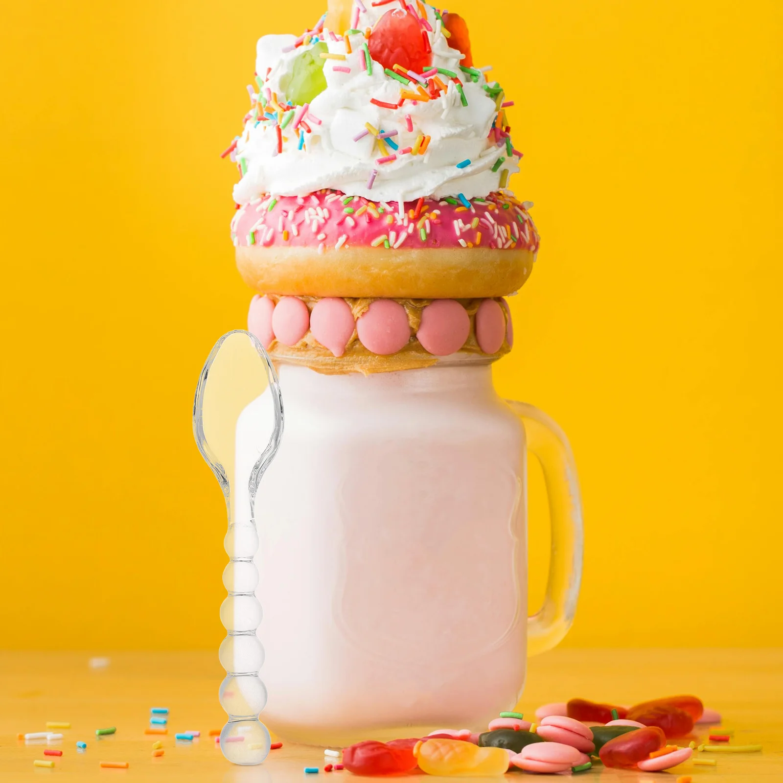 

Glass Spoons Creative Transparent Dessert Spoons for Coffee Tea Stirring Ice Cream Sugar Serving Home Party Kitchen