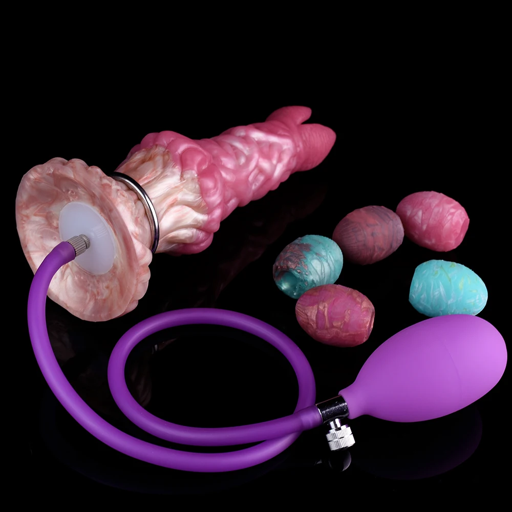 NNSX Soft Silicone Inflatable Ovipositor Lay Eggs Dildos Penis Vaginal Balls Buttplug Masturbators Anal Sex Toys for Women Men