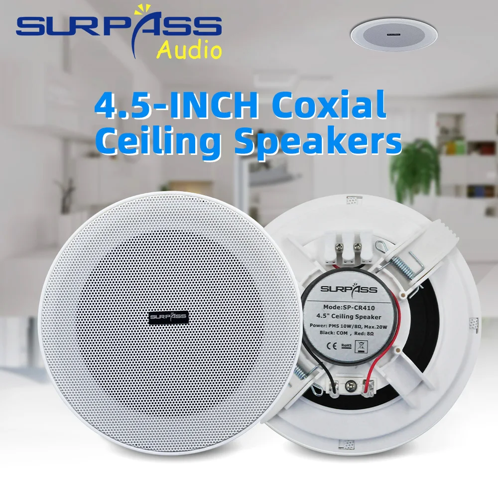 4.5\'\' 8ohm 10W PA System Home Passive Ceiling Speaker Stereo Sound Full Range Loudspeaker Background Music for Amplifier Indoor