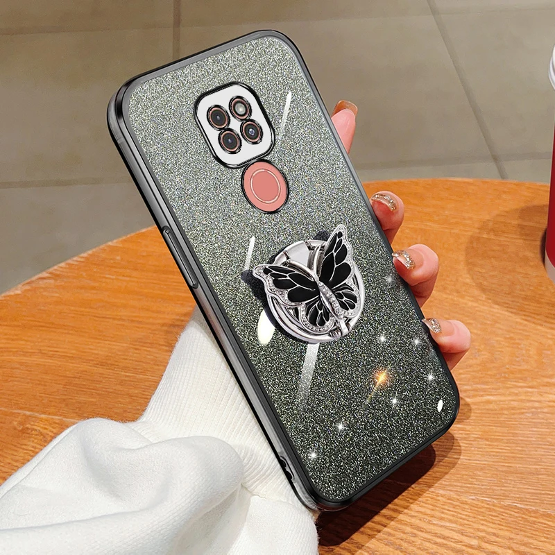 G9 Case For MOTO G9 Motorola Moto G9 G9 Play Gradient Glitter Butterfly Bling Folding Stand Plating Back Cover G9 Play 9 Play 9