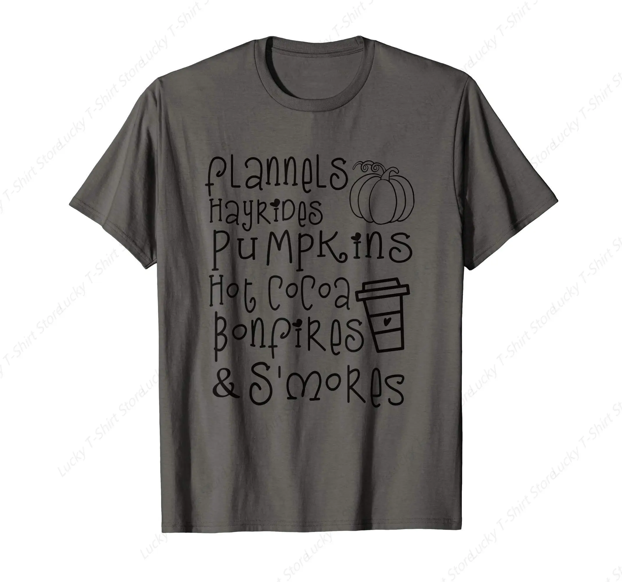 Fall Autumn Quote Flannel Hay Rides Hot Cocoa Bonfires Smore T-Shirt