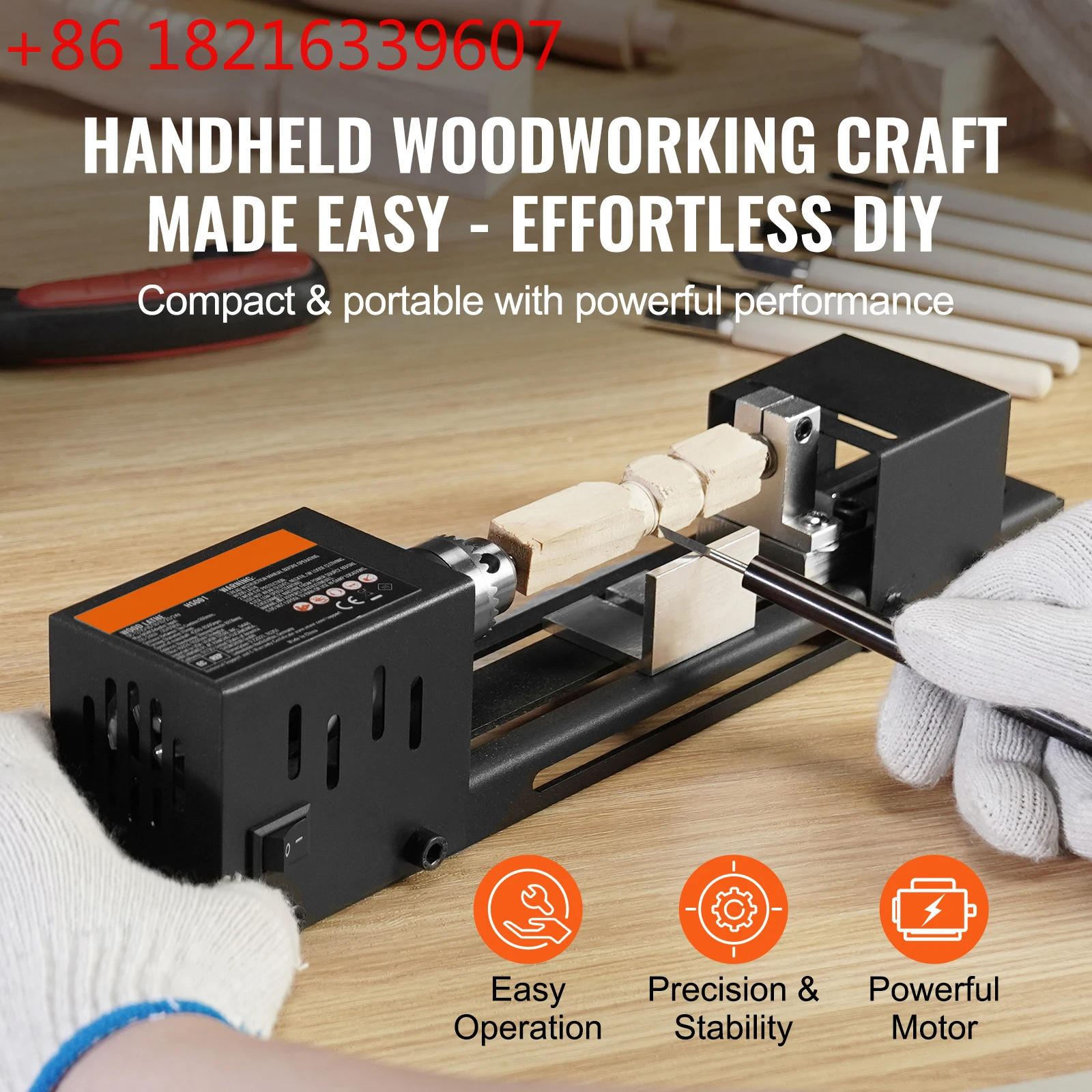 TAO  Mini Wood Lathe Machine 2.76inx6.3in 24VDC 96W Machine Accessories 7 Speed s for DIY Woodworking Wood Drill Rotary Tool