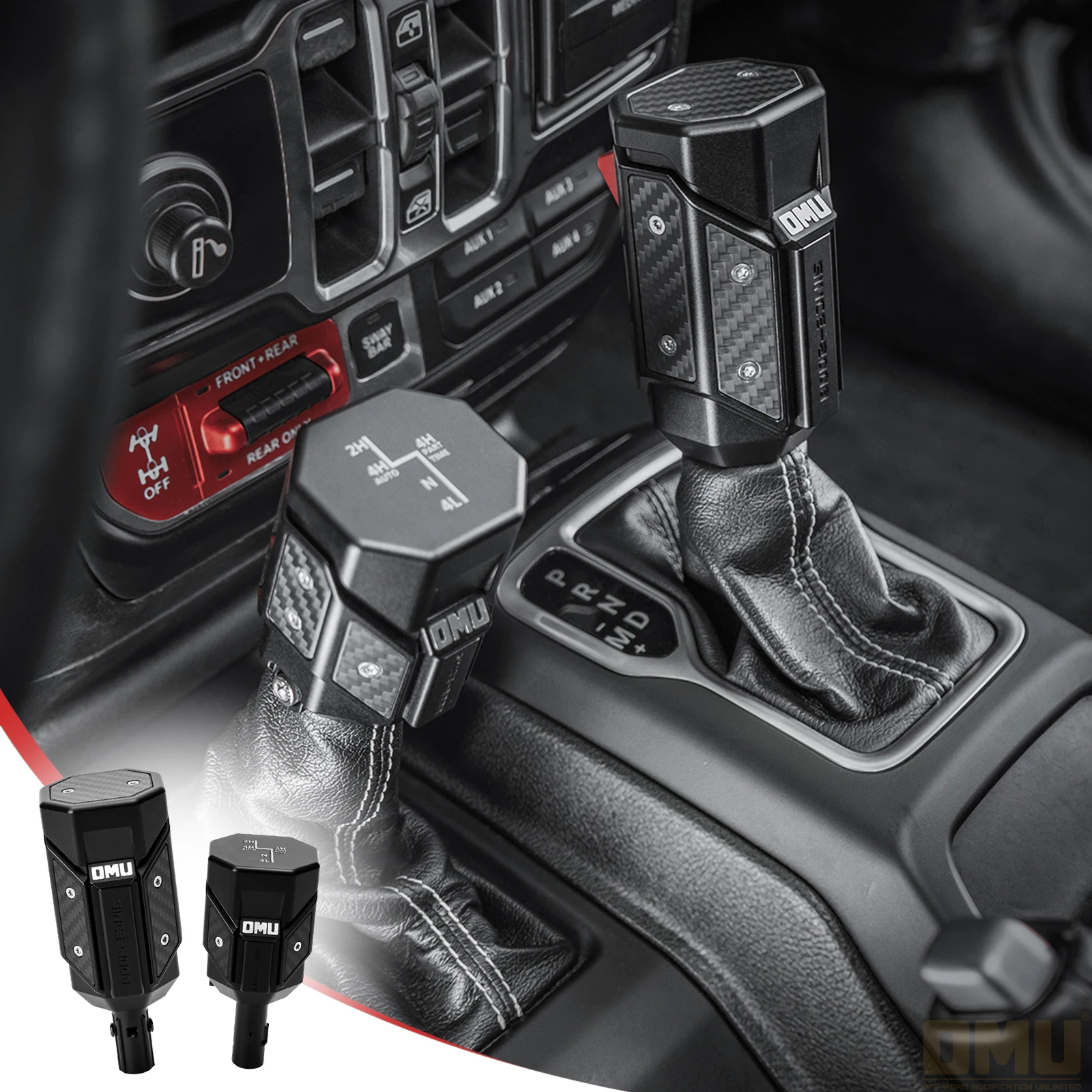 OMU Genesis Series Aluminiowa Gałka Dźwigni Zmiany Biegów Zamiennik do Jeep Wrangler JL Gladiator JT 2018–2025 Akcesoria Wewnętrzne