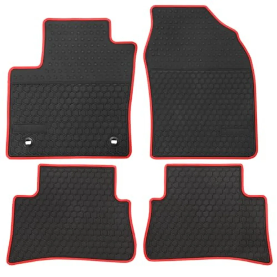 

Car Floor Mats Custom Fit for Toyota C-HR 2018-2023 Black Red Rubber All Weather Protection Heavy Duty Odorless