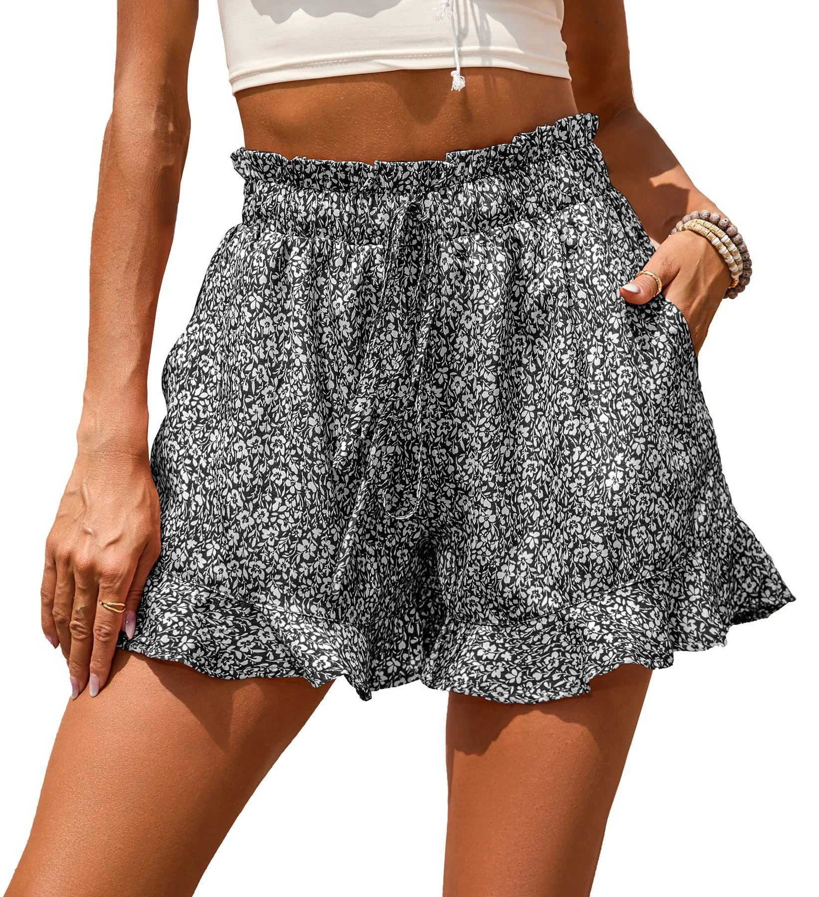 Summer Women Shorts Stretchy Floral Printing Girls Shorts Pants Outdoor Casual Female Shorts Pants