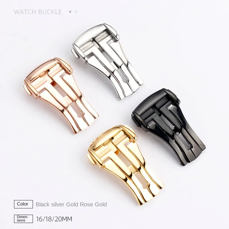 الفولاذ المقاوم للصدأ مشبك ساعة ل أوميغا نشر المشبك الجلود ساعة مطاطية الفرقة فراشة زر للطي مشبك 16 مللي متر 18 مللي متر 20 مللي متر #3