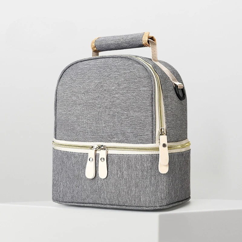 حقيبة حليب الثدي بطبقة مزدوجة INS كاجوال عصرية معزولة لتخزين الرضاعة الطبيعية حقيبة سفر محمولة للاستخدام الخارجي للأمهات #6