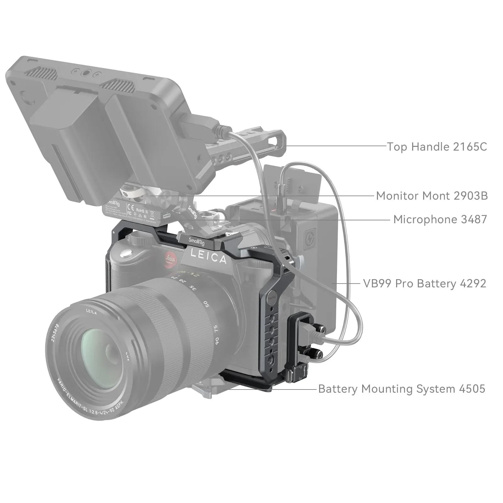 Smallrig-jaula de cámara de aleación de aluminio para Leica SL2 / SL2-S SL3, soporte de zapata fría, Arca-Swiss, placa de liberación rápida, 4510, 4162