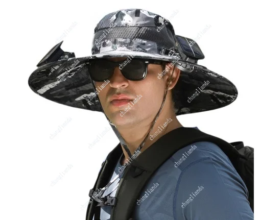 Solar Fan-Dual Fan Solar Fan-Dual Fan Solar Powered Sun Hat, Rechargeable Fisherman Hat With Fan, Summer Travel Sun Hat view 2