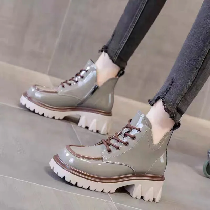 2023 New Ladies Autumn Zipper Boots Women Shoes Women Fashion Smooth Leather Ankle Boots Winter Comfortable Boots Rubber