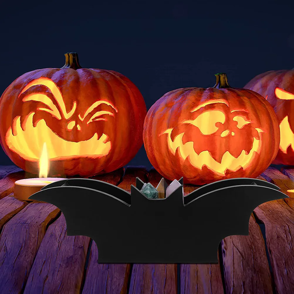 Caja de Almacenamiento de Madera con Forma de Murciélago Gótico, Organizador de Escritorio Exquisito para Halloween, Porta Joyas, Maquillaje y Bolígrafos Multifuncional, Decorativo