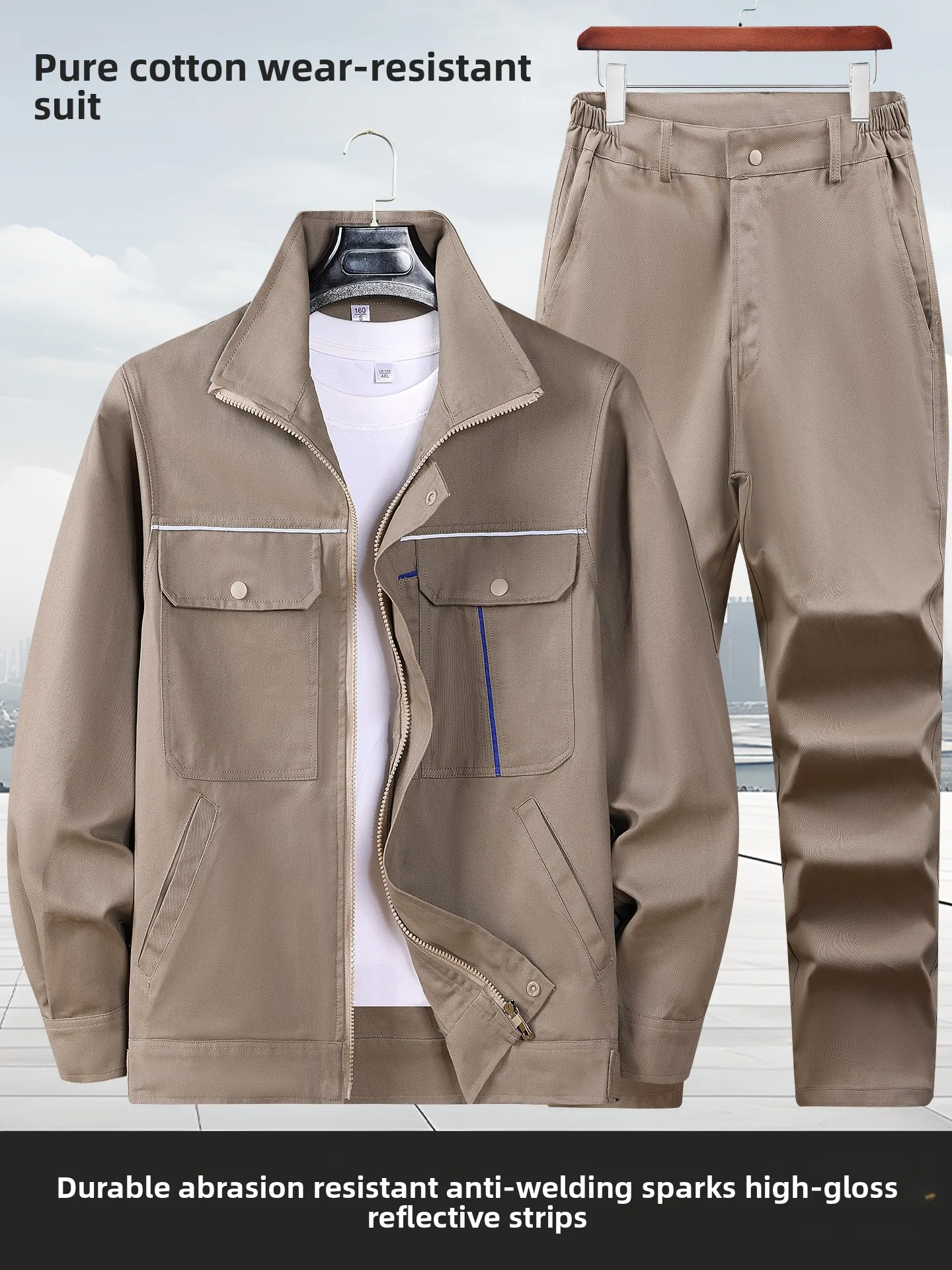 

Утолщенный рабочий костюм из чистого хлопка для мужчин, износостойкий защитный костюм для сварки, ремонтная спецодежда, весна-осень