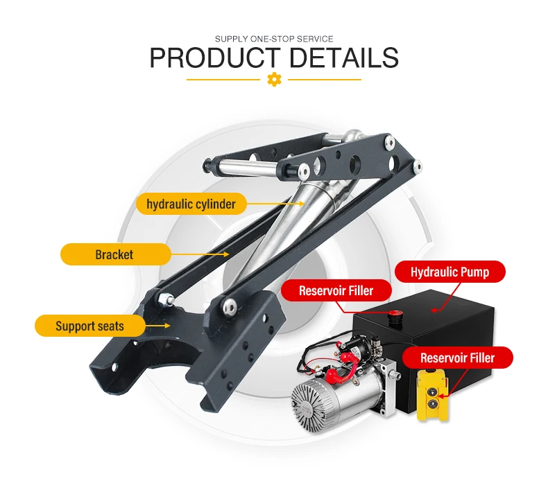 12v tipper pump Supply hydraulic cylinder ram lift kits for tipper trailer pickup truck