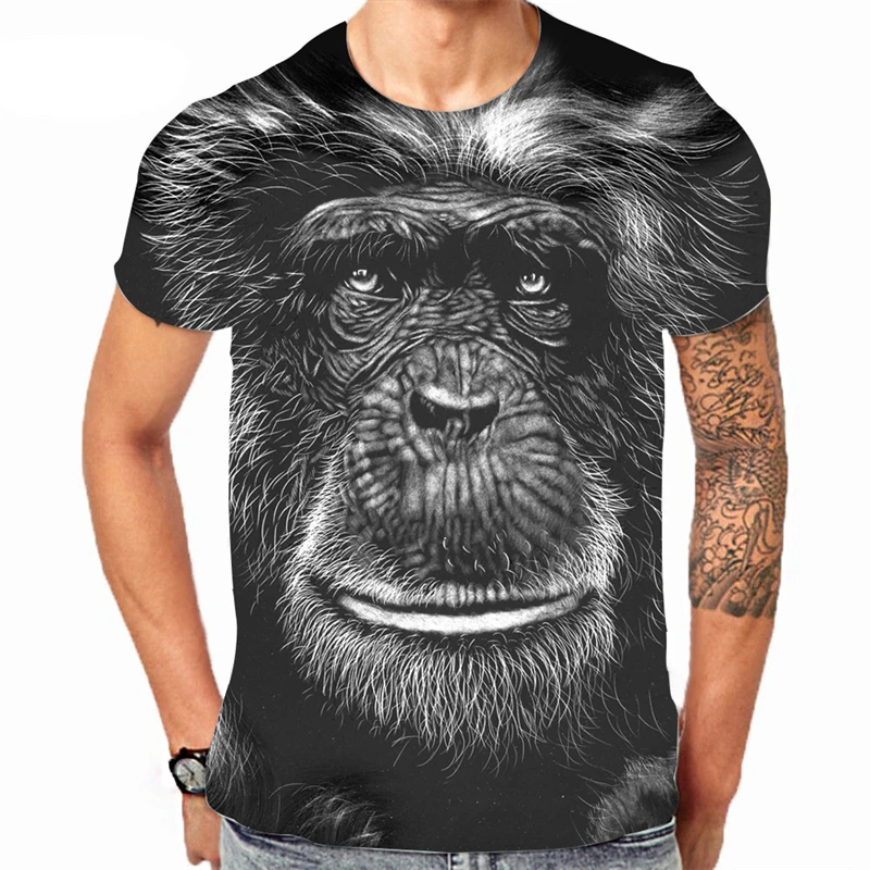 Men\'s Fashion Gorilla Monkey 3D Printed T-shirt Summer Casual T-shirt XXS-6XL