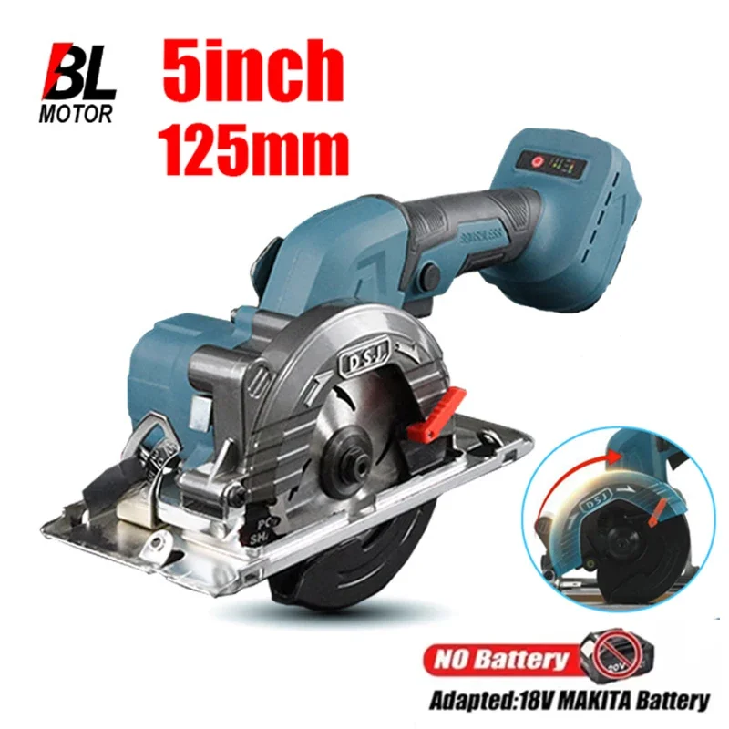 

Brushless Circular Saw 5 Inch 125mm Multifunctional Cutting Tool Handheld Cordless Electric Chainsaw for Makita 18V Battery