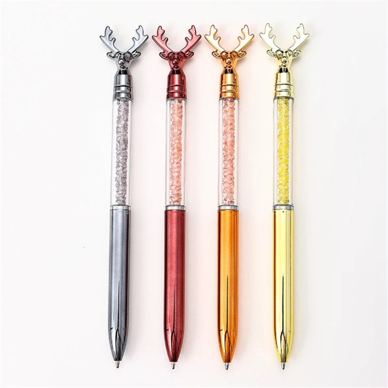 6Pcs Antler Ballpoint Pen Twist Action Novelty Writing Pen Christmas Stocking Fillers for Student Reward Christmas Gift