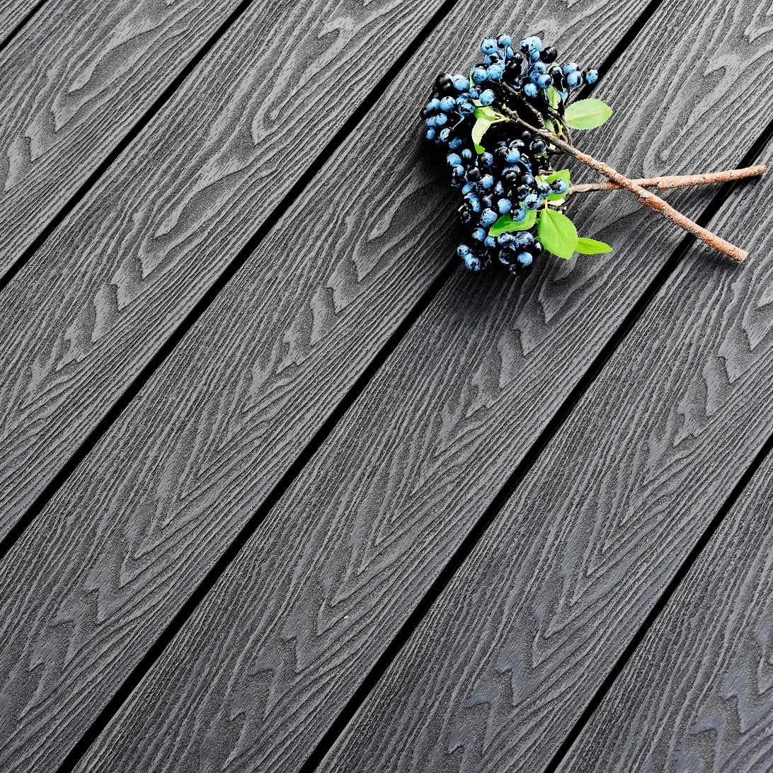 Outdoor Deck 3D Embossed Wood Grain 20mm-28mm Terrace Waterproof Wpc Floor Composite Floor