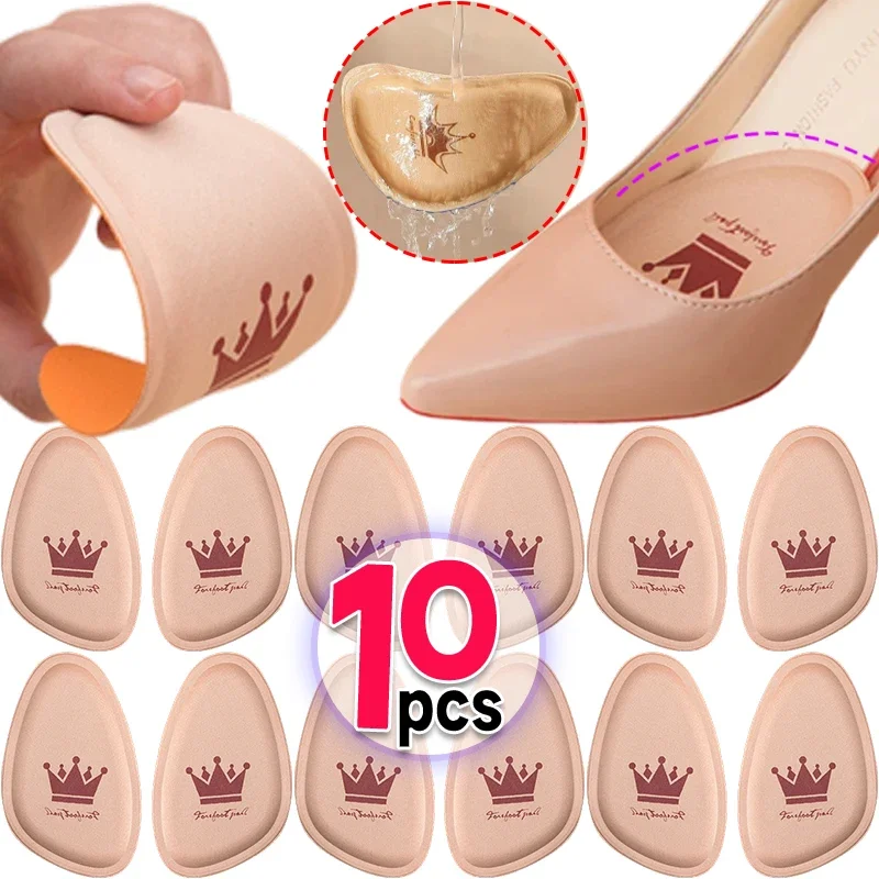 2/10PCS Non-slip Crown Forefoot Pads Women Cushion Pain Relief Foot Care Pad High Heels Half-size Insert Shoe Sole Foot Insoles