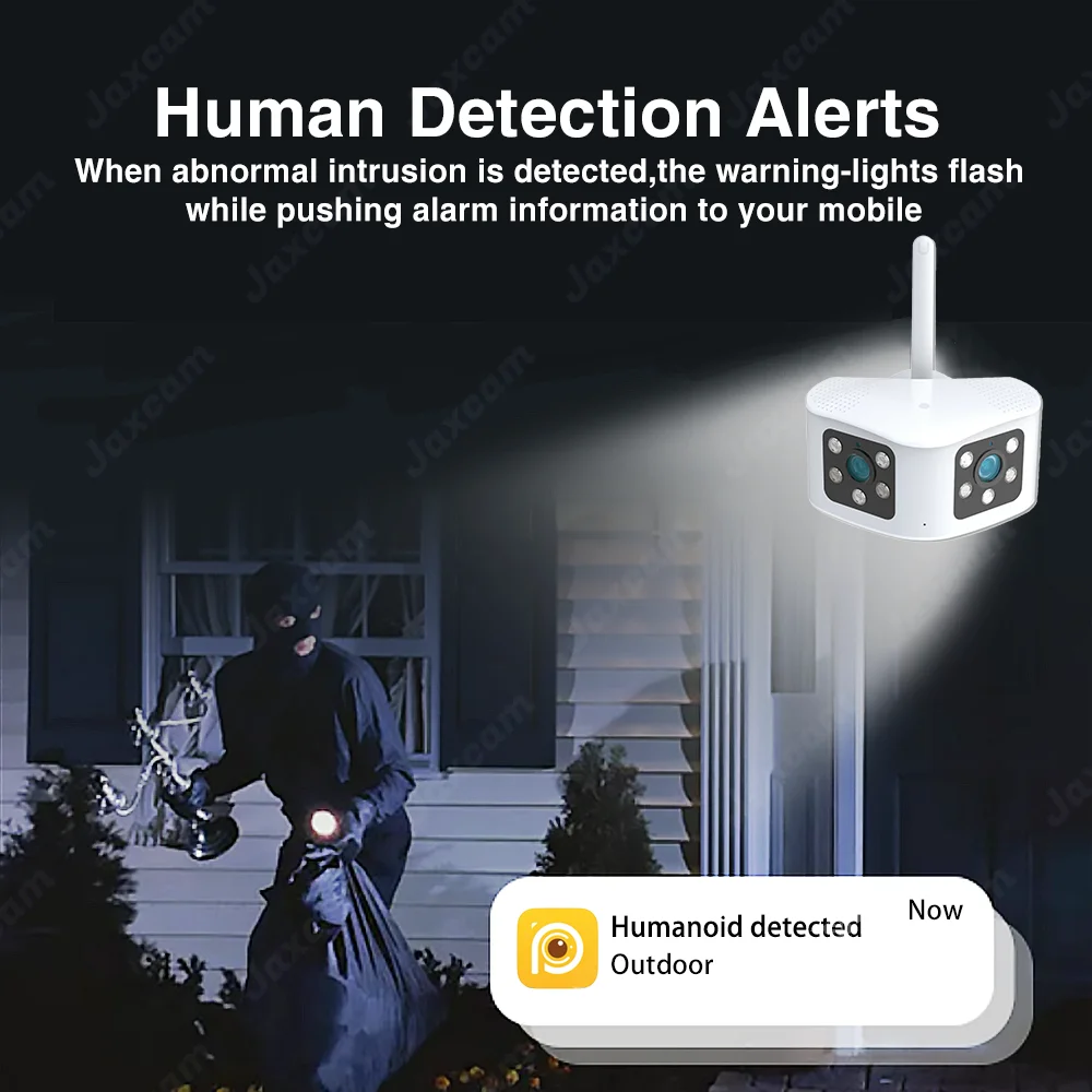 8MP 4K 180° Ultra Wide View Angle Panoramic WIFI Dual Lens 4MP IP Camera Outdoor Color Motion Detection Home Security Camera