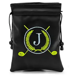 Funny Golf Valuables Pouch, PU Leather Golf Tee Pouch with Drawstring Closure Golf Ball Handbag Portable Ball Pouch