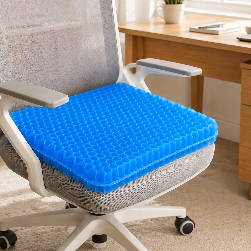 Ergonomic Gel Seat Pad with Honeycomb Design for Tailbone Relief and Back Comfort, Ideal for Office Chairs, Cars, and