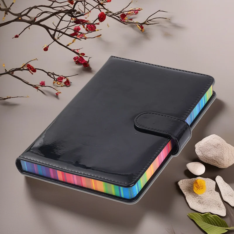 a5-レーザー-シンフォニー-レザー-ノートブック、ボタンカラー-エッジ-メモ帳-厚手