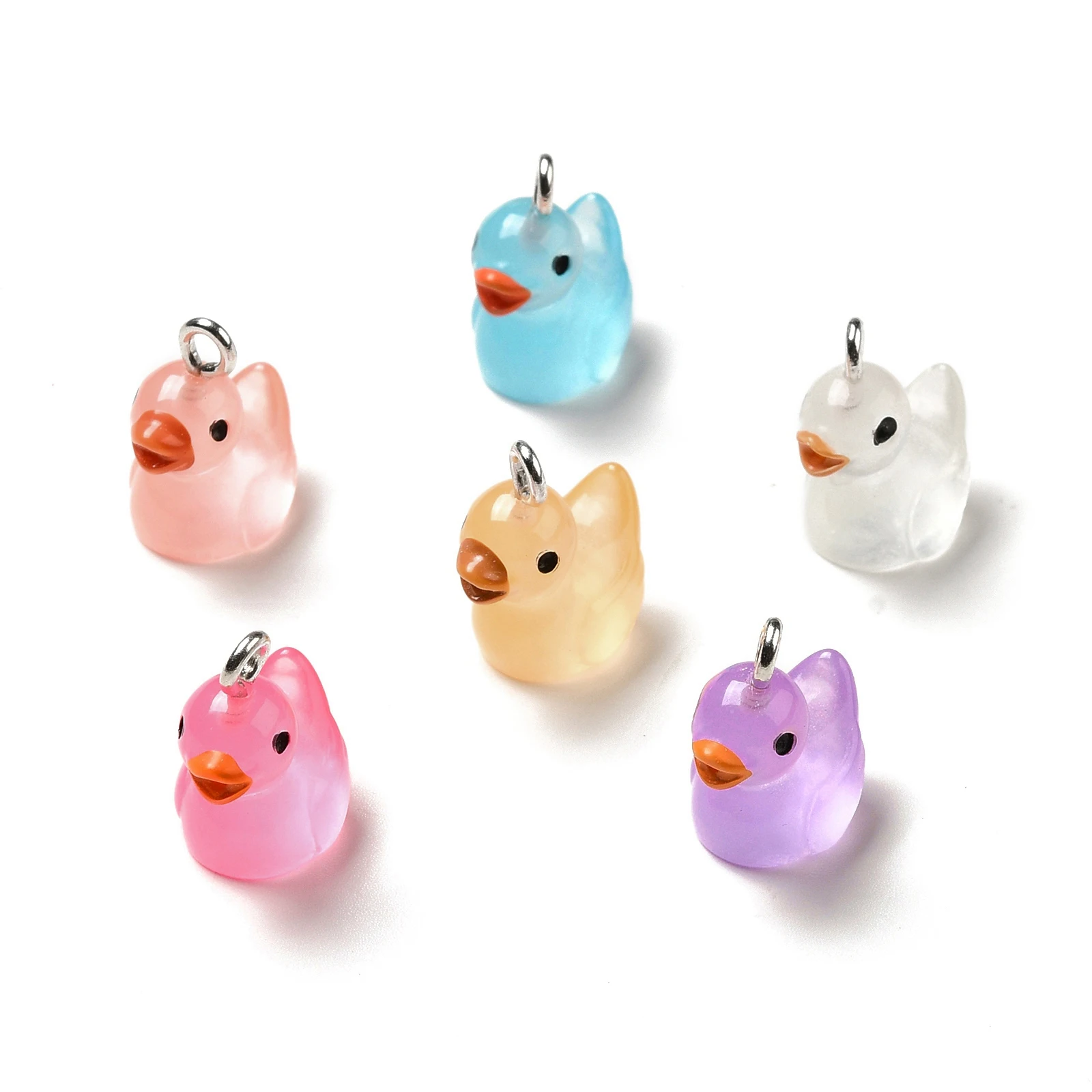 

Pandahall 100Pcs Mixed Color Duck Luminous Translucent Resin Pendants Duck Charms For Necklace Bracelet Earring Jewelry Making