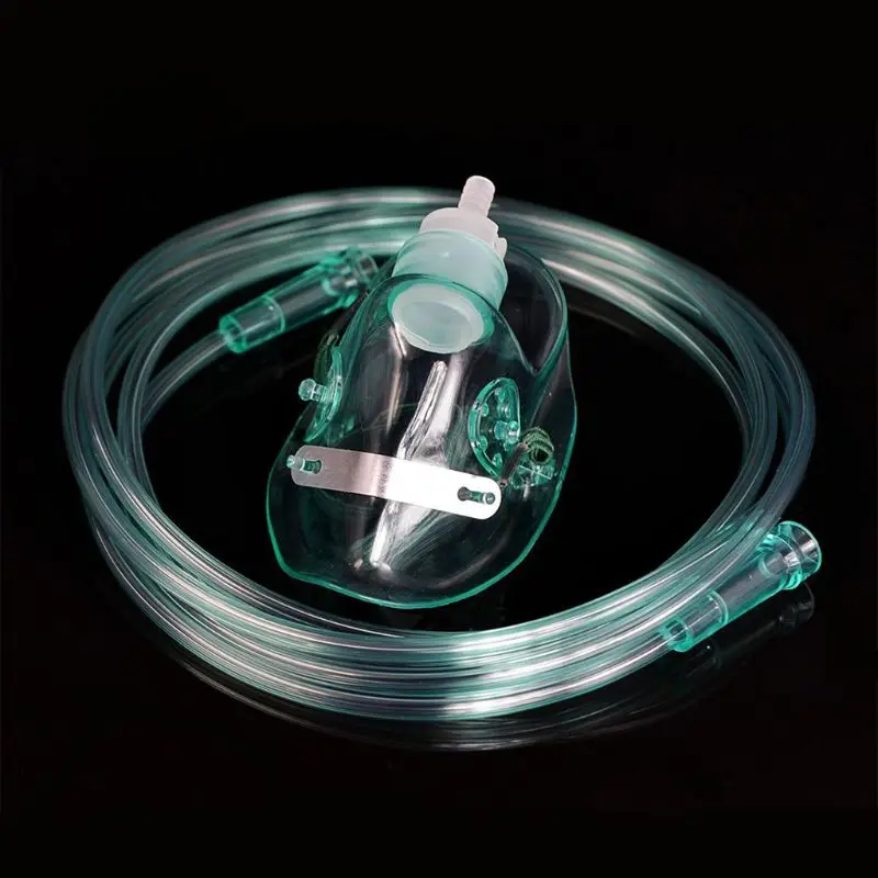 Adult Oxygen Mask With Tube Soft Anatomical Form,Green Shield Medicine Cup Nebulizer Inhaler Conduit Oxygen Mask With 1.9m Tube