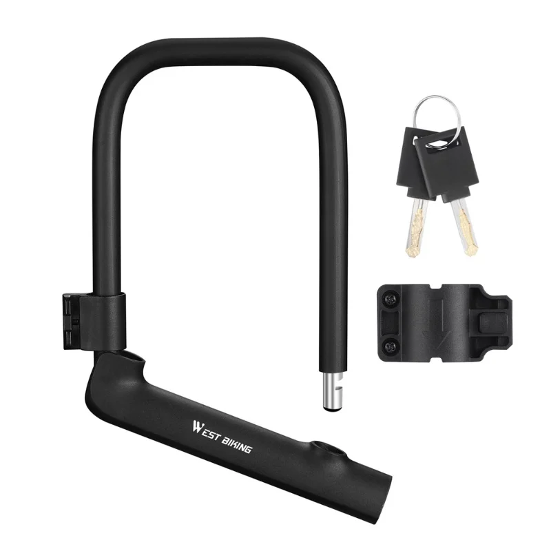 

Замок для велосипеда WEST BIKING U-Lock, усиленный противоугонный замок для велосипедов, мотоциклов и скутеров с 2 ключами и держателем для замка