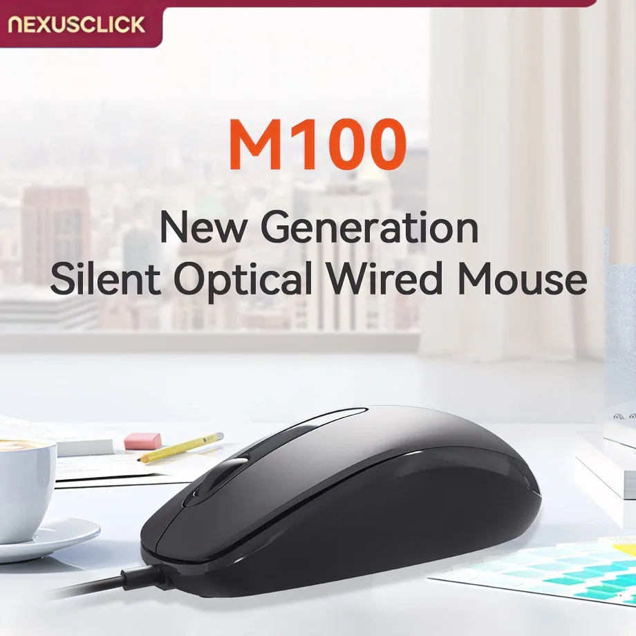 NexusClick Ergonomic Wired Silent Mouse,5 Million Click Lifespan 1200 DPI Quiet Plug and Play Durable Office Computer Mice